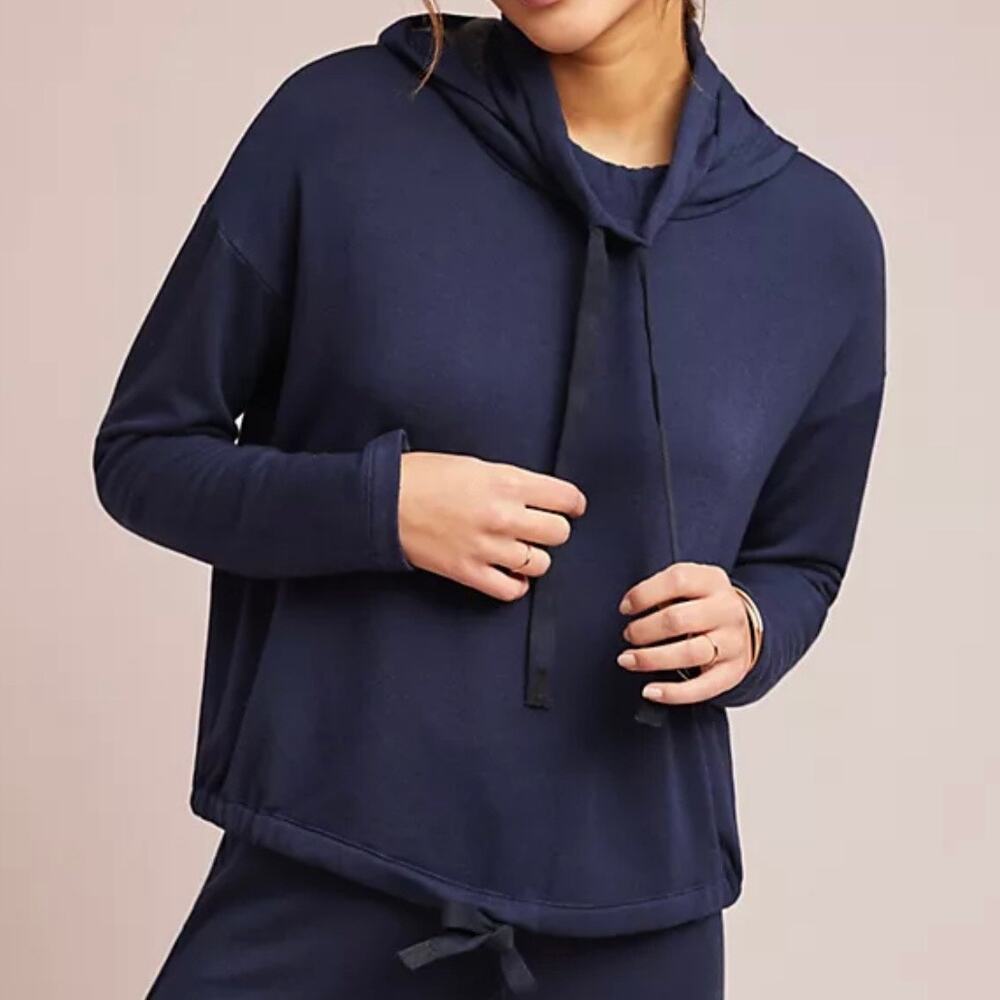 STATESIDE x ANTHROPOLOGIE | Navy Blue Fleece Hoodie Drawstring | Size‎ Medium